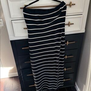 Abercrombie & Fitch Black and White Striped Midi Dress